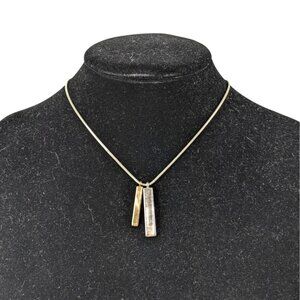 Anne Klein Silver & Gold-Tone Bar Pendant Necklace With Adjustable Chain Womens